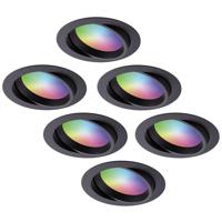 Set van 6 Luna - Smart inbouwspots - IP44 - Kantelbaar - 12 Watt 1050 Lumen (Superbright) - Wifi + Bluetooth - RGBWW - Google Home, Amazon Alexa en Siri - Zwart - Badkamer, binnen en buiten - thumbnail