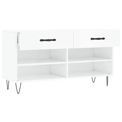 Schoenenbank 102x35x55 cm bewerkt hout hoogglans wit