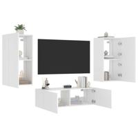 3-delige tv-wandmeubelset met LED-verlichting wit - thumbnail
