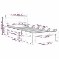 Bedframe met hoofdeinde Naturel 100 x 200 cm Massief grenenhout - thumbnail