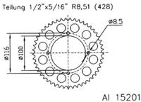 ESJOT Chain wheel 428 51z alu silver - thumbnail