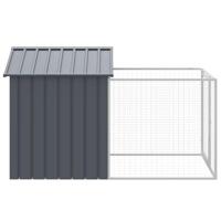 Hondenhok met dak 117x201x123 cm gegalvaniseerd staal antraciet - thumbnail