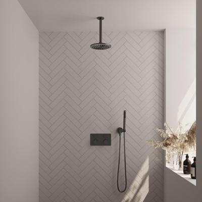 Gunmetal thermostatische inbouw regendouche SET 53 met 20 cm douchekop en plafondarm