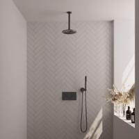 Gunmetal thermostatische inbouw regendouche SET 53 met 20 cm douchekop en plafondarm - thumbnail