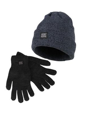 Heatkeeper Heren Winter Set - Muts + Handschoenen - Antraciet-S/M