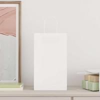 VidaXL Papieren zakken 50 st met hengsels 21x11x36 cm wit - thumbnail