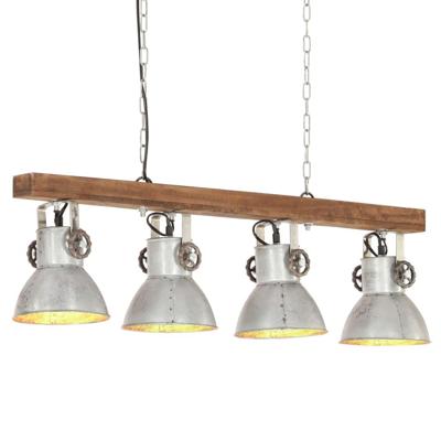 VidaXL Plafondlamp industrieel e27 mangohout zilverkleurig VidaXL Plafondlamp industrieel e27 mangohout zilverkleurig