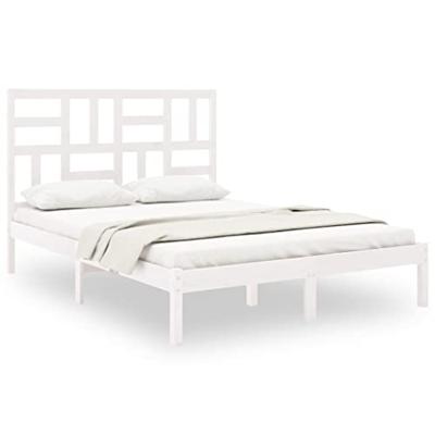 Bedframe massief hout wit 140x190 cm