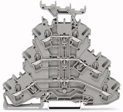 WAGO 2002-3231 Doorgangsklem 3-etages 5.20 mm Spanveer Toewijzing: L, L, L Grijs 50 stuk(s)