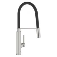 Keukenkraan GROHE Feel 1-Gats met Professionele Handdouche RVS Zwart - thumbnail