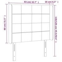 Hoofdbord met randen 83x16x118/128 cm fluweel donkergrijs - thumbnail