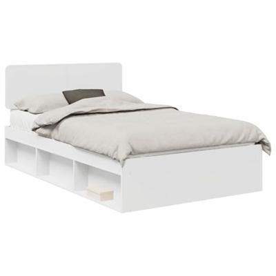 Bedframe met hoofdeinde Wit 120 x 190 cm Massief grenenhout