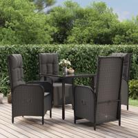 5-delige Tuinset met kussens poly rattan zwart - thumbnail