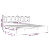 Bedframe met hoofdbord metaal wit 193x203 cm - thumbnail
