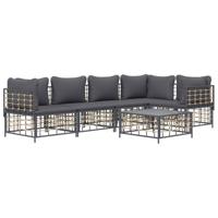 6-delige Loungeset met kussens poly rattan antracietkleurig - thumbnail