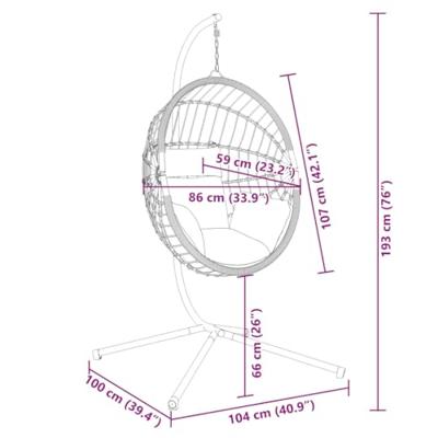 VidaXL Hangstoel met standaard rattan en staal grijs
