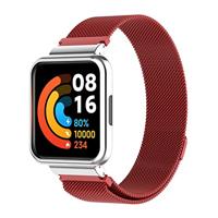 By Qubix - Milanese bandje met case - Rood - Xiaomi Redmi Watch 2 (Lite) - thumbnail