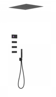 Tres Shower Technology elektronische inbouwthermostaat met regendouche 50x65cm incl handdouche en massagejets mat zwart - thumbnail
