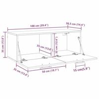 Wandkast artisanaal eikenkleurig 100 x 36.5 x 35 cm - thumbnail
