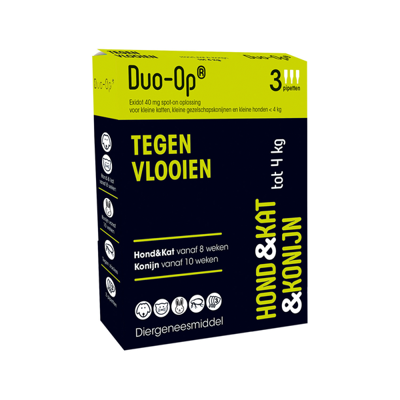 Duo-Op spot-on anti-vlooienmiddel voor hond, kat en konijn 40 mg (tot 4 kg) 2 x 3 pipetten