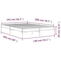 Bedframe bewerkt hout metaal gerookt eikenkleurig 140x200 cm - thumbnail