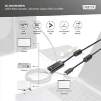 Digitus AK-300330-020-S USB-C-displaykabel USB-C / HDMI Adapterkabel USB-C stekker, HDMI-A-stekker 2.00 m Zwart Afgeschermd, Afgeschermd (dubbel) - thumbnail