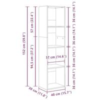 Boekenkast Zwart eiken 40 x 30 x 152 cm Bewerkt hout - thumbnail