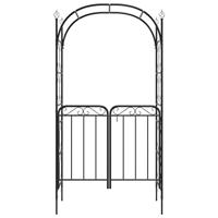 Tuinboog met poort 108x45x235 cm staal zwart - thumbnail