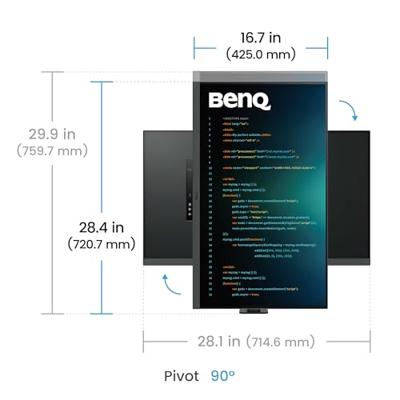 BenQ RD320UA 32” 4K 3840 x 2160 Programmeermonitor met 2000:1 contrastratio, Nano Matte Panel, MoonHalo, 90W USB-C, Codeermodi, Night Hours Protection, Ergonomische standaard en Eye Care-technologie
