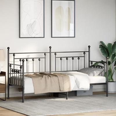 Bedframe voor een daybed met hoofdeinde Zwart 80 x 200 cm Staal