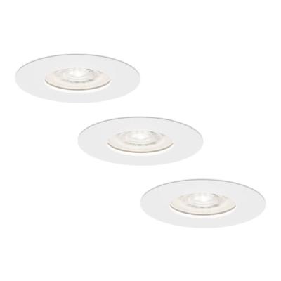 Set van 3 Bari LED inbouwspots extra plat 58mm - 3,8W 270lm - GU10 LED Module - 6000K daglicht wit - Dimbaar - Rond - IP65 waterdicht - Wit