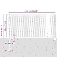 VidaXL Hek met paal zilver 0,8 x 50 m staal - thumbnail