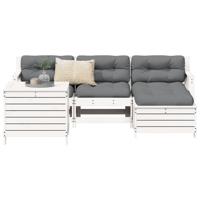 5-delige Loungeset massief grenenhout wit - thumbnail