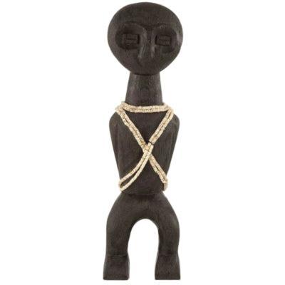 J-Line figuur primitief mangohout zwart 47 cm | 6 stuks