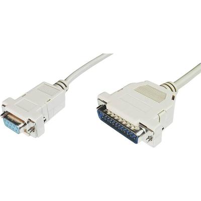 DIGITUS Parallelle printerkabel - D-Sub 25 naar D-Sub 9 - Mannelijk naar vrouwelijk - 3,0m aansluitkabel - Beige