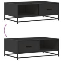 Salontafel 90x57x35 cm bewerkt hout en metaal zwart - thumbnail