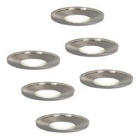 Set van Vegas - LED Inbouwspots - 5 Watt 400 lumen - 6000K Daglicht wit - GU10 - Dimbaar - Rond - IP44 voor badkamer, buiten en binnen - RVS - thumbnail
