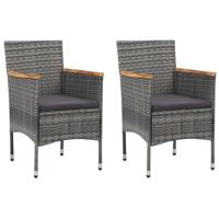 Tuinstoelen 2 st poly rattan grijs - thumbnail