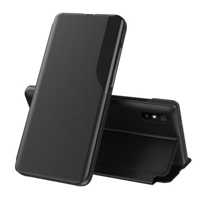 Voor Xiaomi Redmi 9A Side Display Magnetic Shockproof Horizontale Flip Lederen Case met houder(Zwart) Voor Xiaomi Redmi 9A Side Display Magnetic Shockproof Horizontale Flip Lederen Case met houder(Zwart)