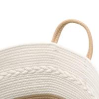 Opbergmand 43x38 cm katoen beige en wit - thumbnail