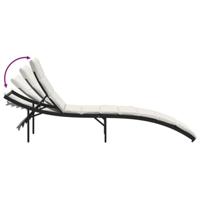 Ligbed met kussen 55x199x50 cm poly rattan zwart - thumbnail