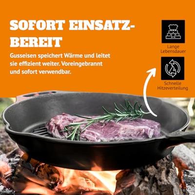 Petromax Grill Fire Skillet gp30 met steel bak-/braadpan Petromax Grill Fire Skillet gp30 met steel bak-/braadpan