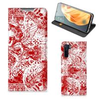 Mobiel BookCase OPPO Reno3 | A91 Angel Skull Rood - thumbnail