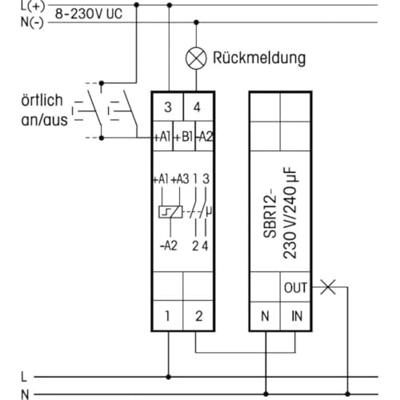 Eltako SBR12-230V/240µF 22100430 Stroombegrenzingsrelais Aantal relaisuitgangen: 1 Eltako SBR12-230V/240µF 22100430 Stroombegrenzingsrelais Aantal relaisuitgangen: 1
