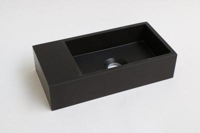 INK Versus Fontein - 36x18x9cm - wasbak rechts - 0 kraangaten - Quartz zwart 3404103