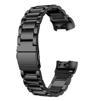 Fitbit Charge 3 & 4 metalen bandje - Zwart - thumbnail