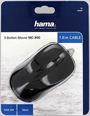 Hama Muis USB Optisch Zwart 3 Toetsen 1200 dpi