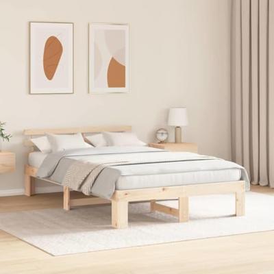 Bedframe met hoofdeinde Naturel 120 x 190 cm Massief grenenhout