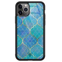 iPhone 11 Pro Max glazen hardcase - Geometrisch blauw - thumbnail