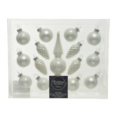 Decoris kerstballen piek glas 15st winterwit